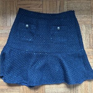 Loft Textured Knit Navy Blue Flared Women's Skirt